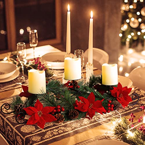 Christmas Centerpiece w/ 3 Candle Holders  Decoration