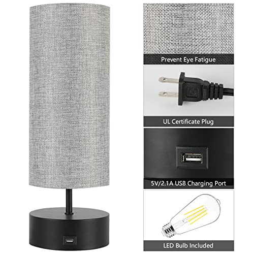 3-Way Dimmable Touch Control Table Lamp w/ USB Charging Port Set of 2 LED Bulb Included