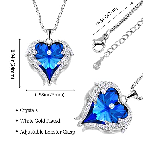 Preserved Rose with Angel Wings Necklace Gift Set for Women