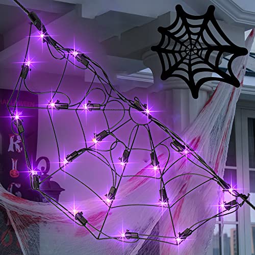 4.2FT Connectable  60 LED Halloween Spider Web String Lights Decoration