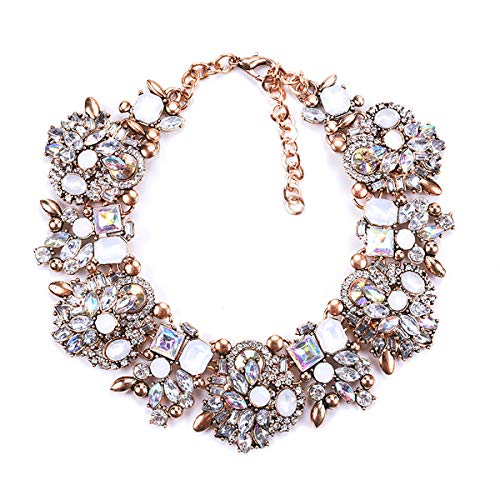 Vintage Chunky Chain Choker Collar Bib Crystal Rhinestone Statement Necklace