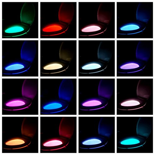 16-Color Toilet Night Light, Motion Sensor Activated Bathroom LED Bowl Nightlight