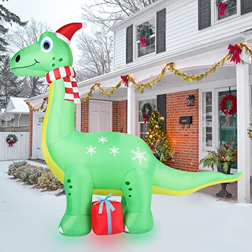 6FT Brachiosaurus Dinosaur Christmas Inflatables Decoration w/ LED