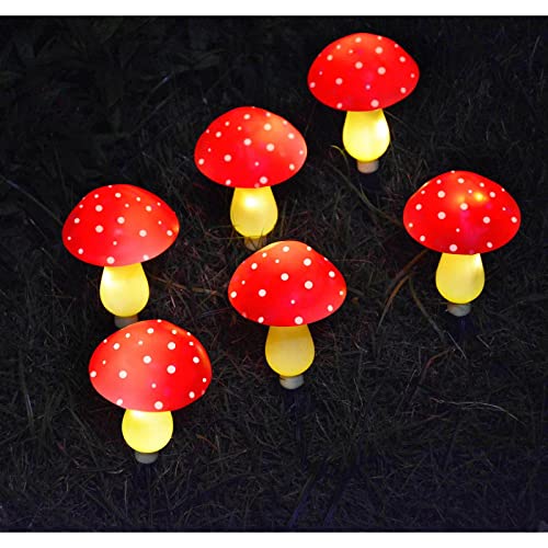 Set of 6 Solar Mushroom Lights Garden Outdoor Decoration