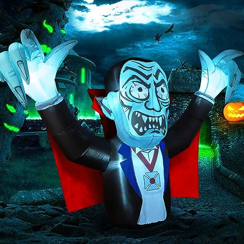 6.8 FT Halloween Inflatables Outdoor Decorations Vampire w/ Red Cloak w/ Build-in LED Lights