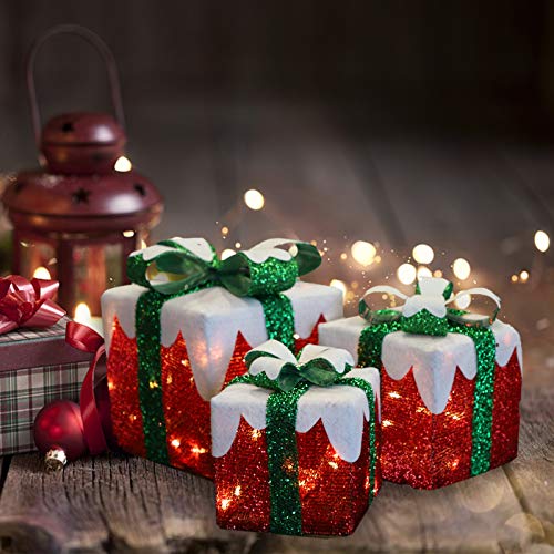 Set of 3 LED Gift Boxes Christmas Decorations