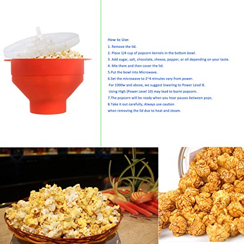 Silicone Microwave Popcorn Popper w/ Lid for Home Microwave Popcorn Makers