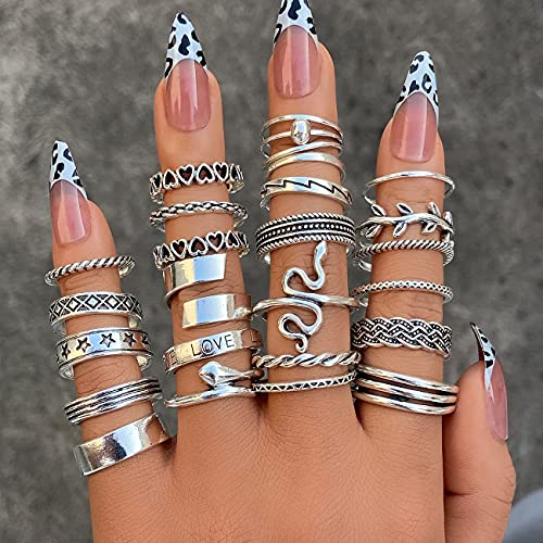 Vintage Silver Knuckle Rings Set for Women