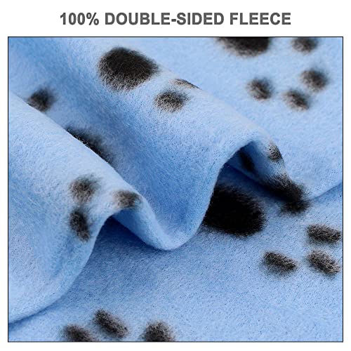 Cute Dog Cat Fleece Blankets w/ Paw Prints Pack of 6 (Black, Brown, Blue, Grey, Red and White)