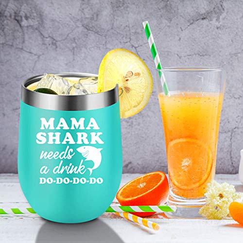 Wine Tumbler Mommy Shark Cup for Mothers Day/Birthday Gift