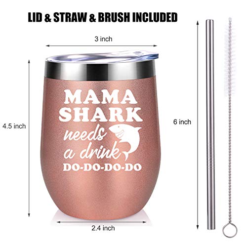 Wine Tumbler Mommy Shark Cup for Mothers Day/Birthday Gift