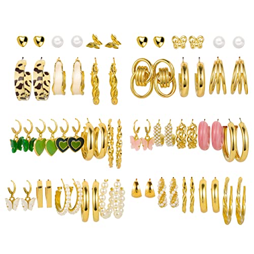 36 Pairs Pearl Earrings Set for Women Girls, Hypoallergenic