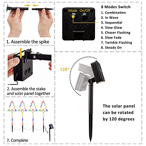 Set of 4 Christmas Pathway Lights- Solar Powered Pre-lit 40 LEDs