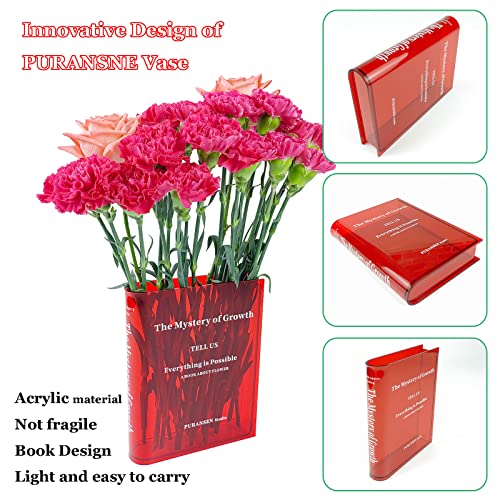 Book Vase for Flowers, Acrylic Clear Book Flower Vase, A Book About Flowers Vase, Unique Home/Bedroom