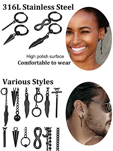 12 Pieces Hoop Dangle Earrings For Men