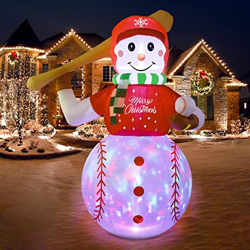 5FT Christmas Inflatables Outdoor Decorations, Inflatable Snowman Blow Up Yard Decorations with Rotating LED