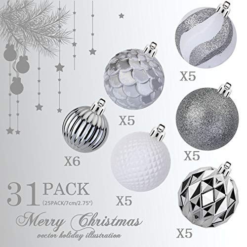 31pcs 2.75in & 1.97in Shatterproof  Balls for  Christmas Decoration