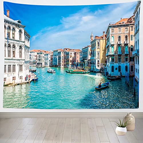 Venice Italy Tapestry Gondola Near Rialto Bridge on Grand Canal Street Venice Tapestry Wall Decoration