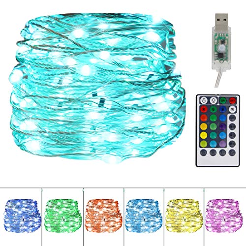 Twinkle Star 200 LED 66 FT Copper String Lights Fairy String Lights 8 Modes LED Lights USB Powered with Remote Control