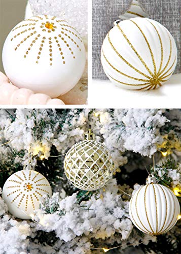 30PCS Christmas Balls Ornaments,60MM Gold & White