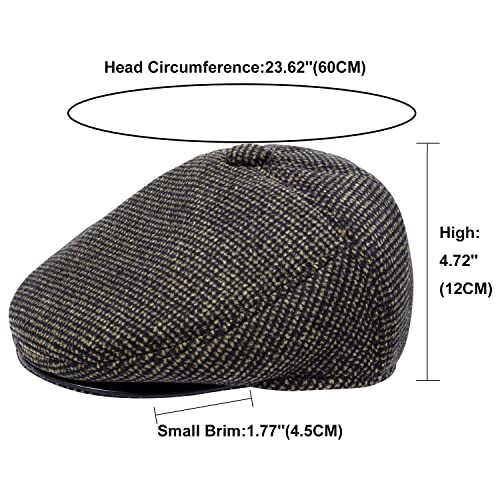 Thick Warm  Woolen Beret for Men Solid Color Fold-Down Ear Protection Irish Duckbill Caps