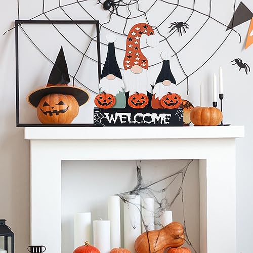 Halloween Decorations Indoor, Large Decorative HALLOWEEN Wood Sign with Ghosts and Spooky Cat