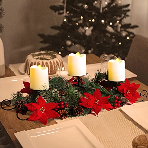 Christmas Centerpiece w/ 3 Candle Holders  Decoration