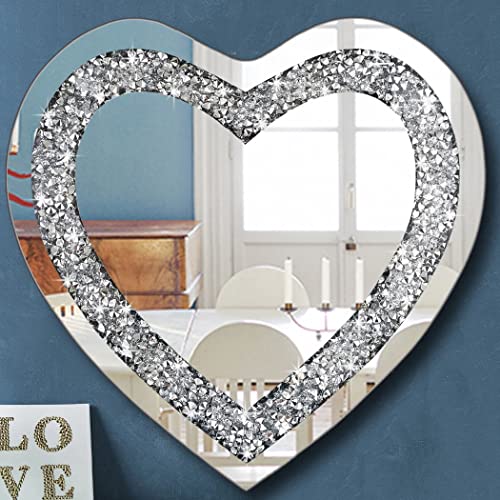 Crystal Crush Diamond Heart Shaped Silver Mirror
