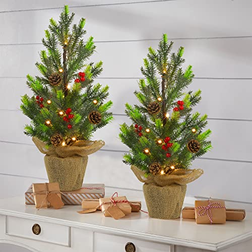 24 inch 2 Pack Artificial Mini Christmas Trees