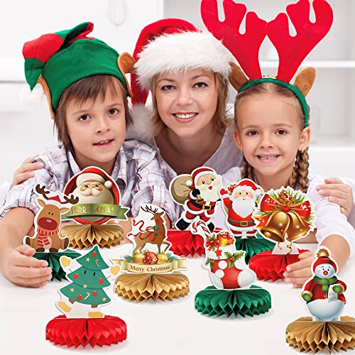 9 Pcs Christmas Table Decorations, Honeycomb Christmas Centerpieces Holiday Decor