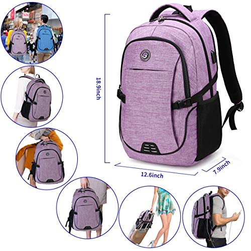 Anti Theft Laptop/Travel Backpacks Bookbag w/ USB Charging Port Fits 15.6 Inch Laptop