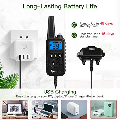 Dog Training Collar w/ 2600Ft Remote, Electronic  w/ Beep, Vibration, Shock, Light & Keypad Lock Mode