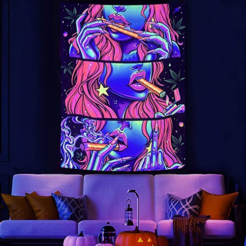 Cool Blacklight Uv Playboy Wall Tapestry for Trippy Bedroom Accessories (Purple, 36"x48")