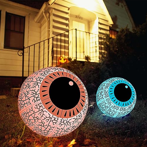 Halloween Decoration Inflatable Blood Eyeball, with Remote Control RGB Built-in LED Color-Changing Light