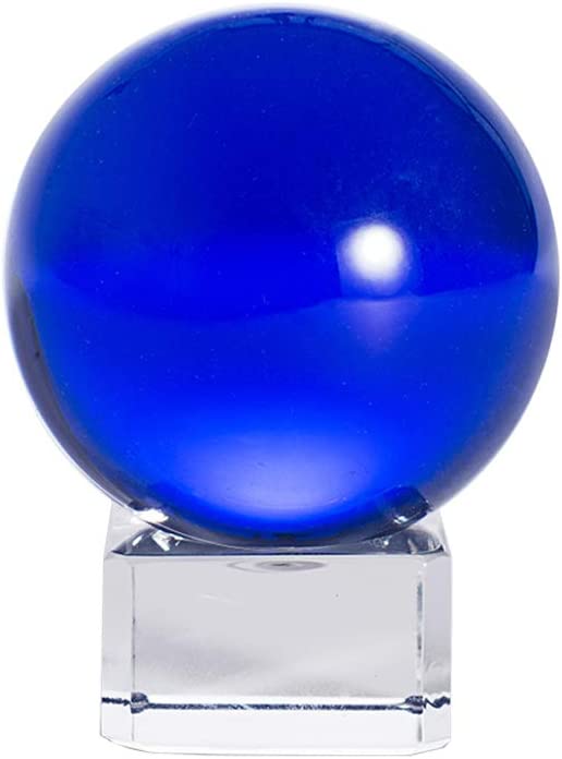 50mm(2 inch) K9 Solid Crystal Ball with Free Stand Suncatcher (Blue)