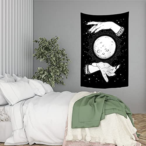 Witch Moon in Hands Tapestry Wall Hanging Decor Tarot Background for Bedroom Living Room Dorm