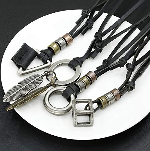 4pcs Leather Vintage Necklace for Men/Women