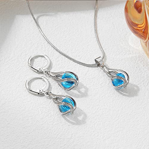 Silver Jewelry Sets for women  Crystal Bridal Accessories Necklace Earrings