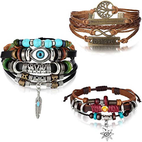 3 Pieces Womens Boho Beaded Bracelets