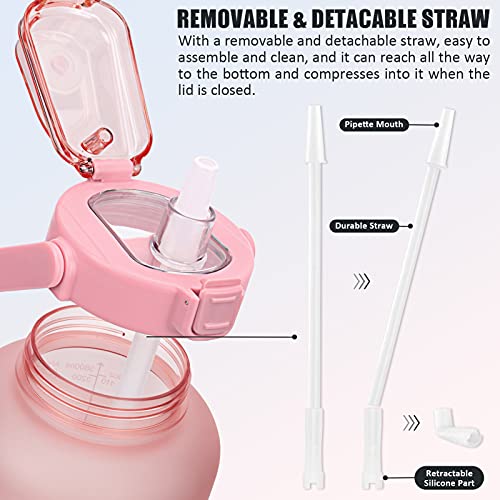 Half Gallon Motivational Water Bottle w/ Sleeve & Strap 64 OZ