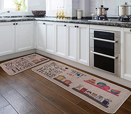 Kitchen Mats Set of 2 Non-Slip Washable