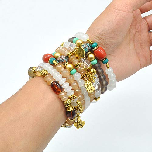 6 Sets Stackable Stretch Bracelets Multi-color Bohemian Bracelet Sets for Women