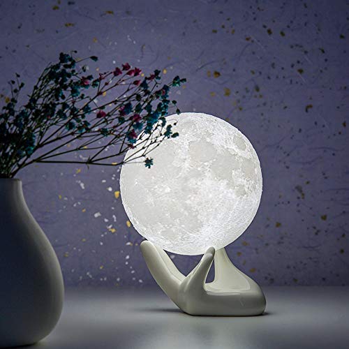 3.5 inch 3D Printing Moon Lamp  w/ Handstand, USB Charging & Touch Control