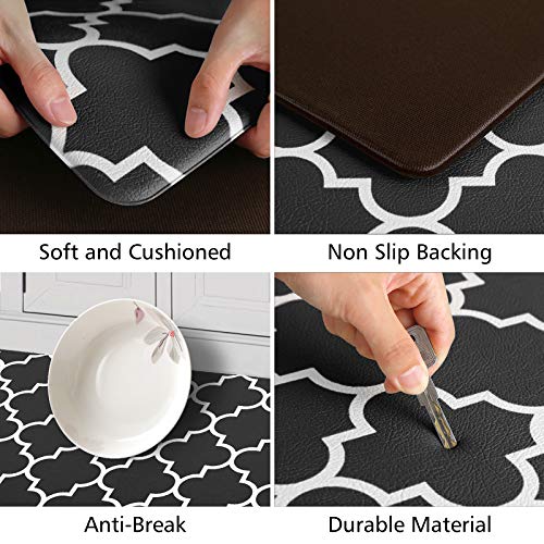 [2 PCS] Cushioned Anti-Fatigue Kitchen Rug, Waterproof Non-Slip