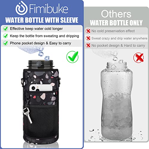 Half Gallon Motivational Water Bottle w/ Sleeve & Strap 64 OZ