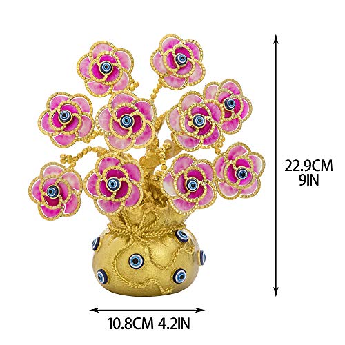 Turkish Evil Eye Flowers Tree / Golden Lucky Bag Ornament Decoration for Good Luck/Wealth