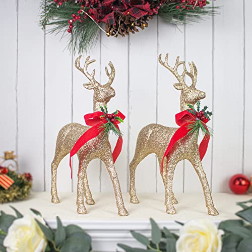 2 Pcs Glitter Reindeer Christmas Decoration