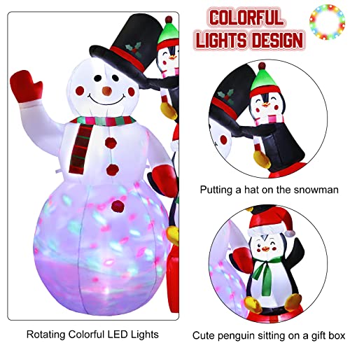 5FT Christmas Inflatables Outdoor Decorations, Inflatable Snowman Blow Up Yard Decorations with Rotating LED