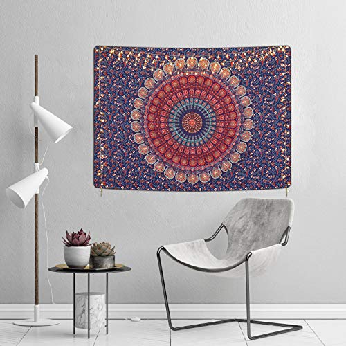 Bohemian Mandala Psychedelic Peacock Boho Tapestry