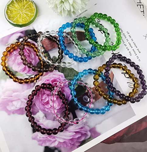 15Pcs 8mm Beaded Stretch Bracelet  for Women